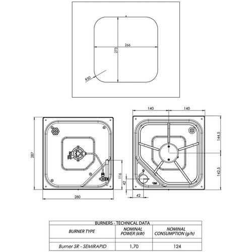 GASOLKÖK 1-LÅGIG FÖRSÄNKT RF