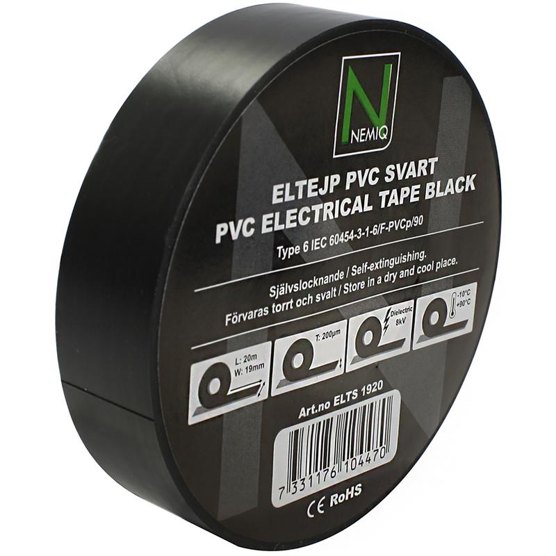 Eltape 19mmx20m Svart