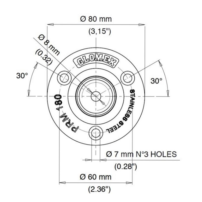Glomex Antennfäste 33mm Gäng