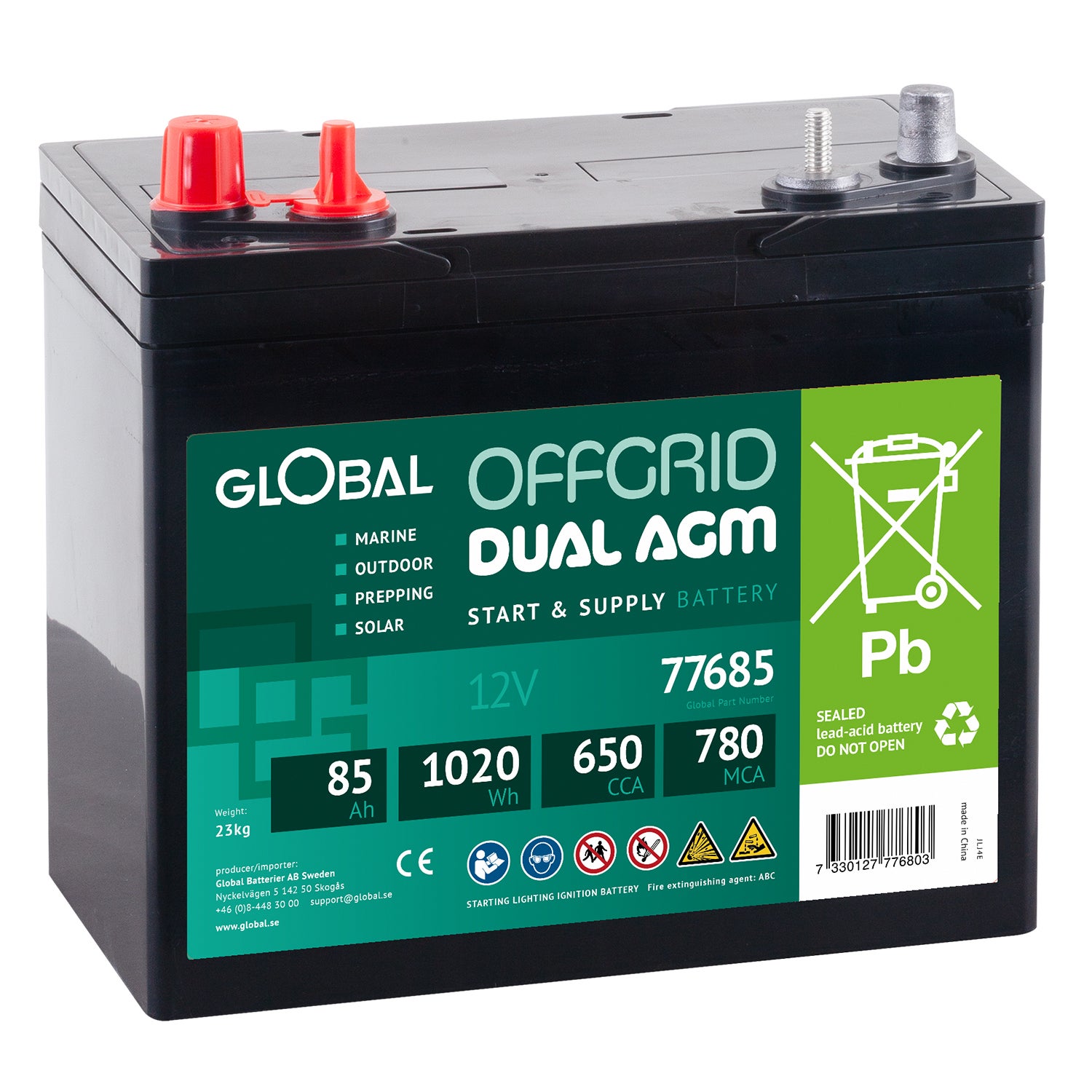 Batteri Global Dual Agm 85ah