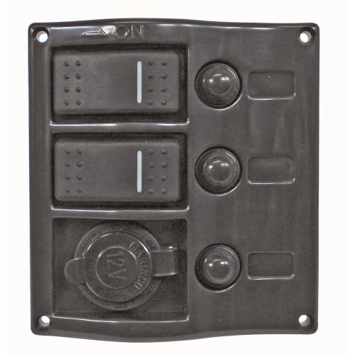 Strömbrytarpanel 2 Br.+uttag