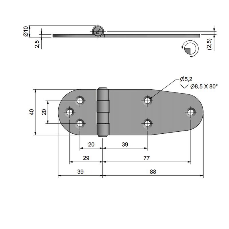 Gångjärn 40x127 Rf316 Roca