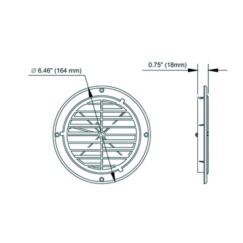 Ventil Vit Plast Rund 164mm