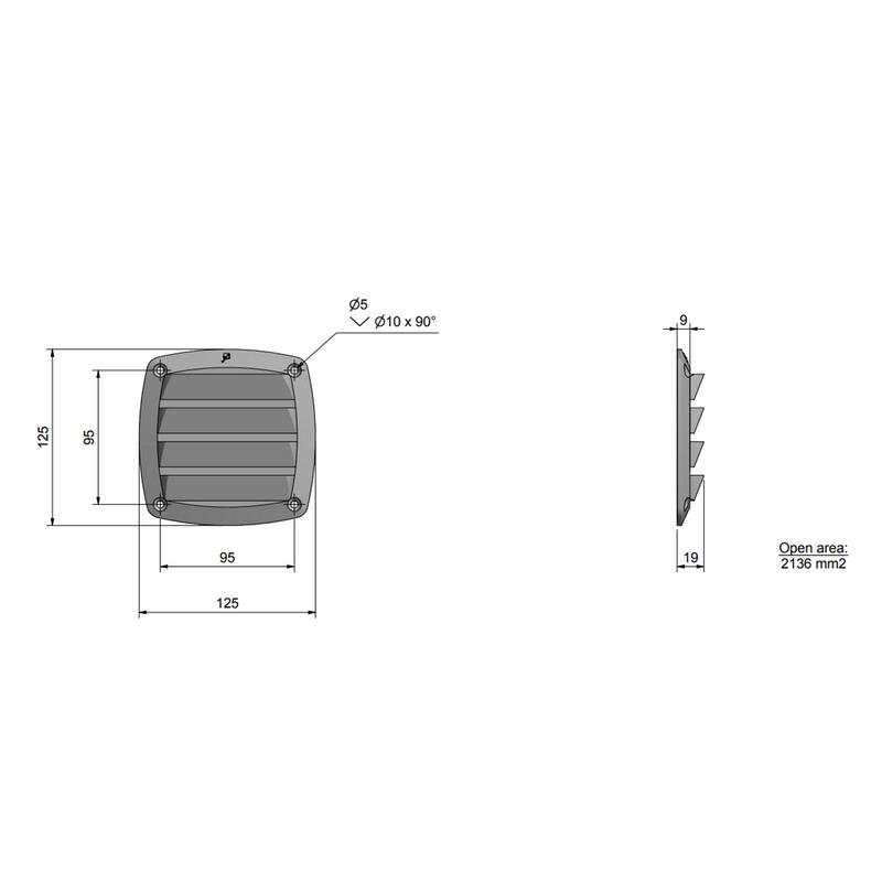 Ventilgaller 125x125 Vit Roca