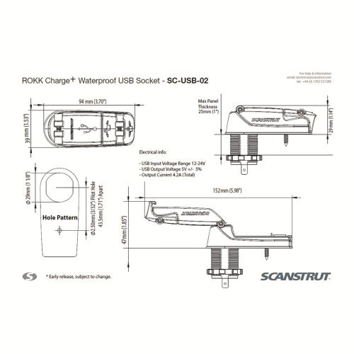 Usb-uttag Dubbelt Ipx6 12-24v