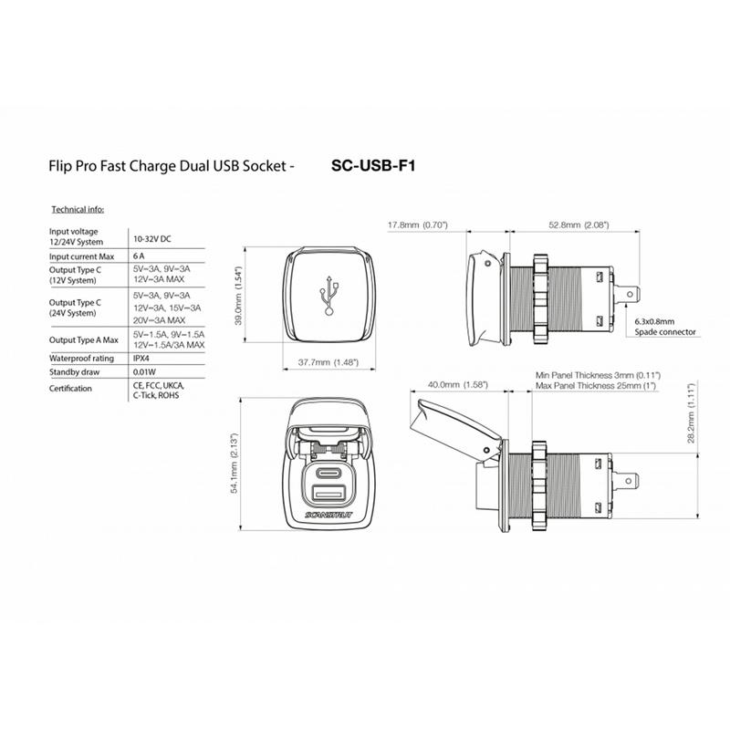Scanstrut Flip Pro Usb-a+c