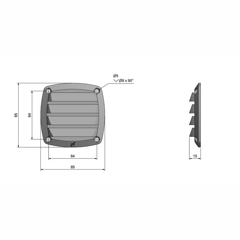 Ventilgaller 85x85 Svart Roca