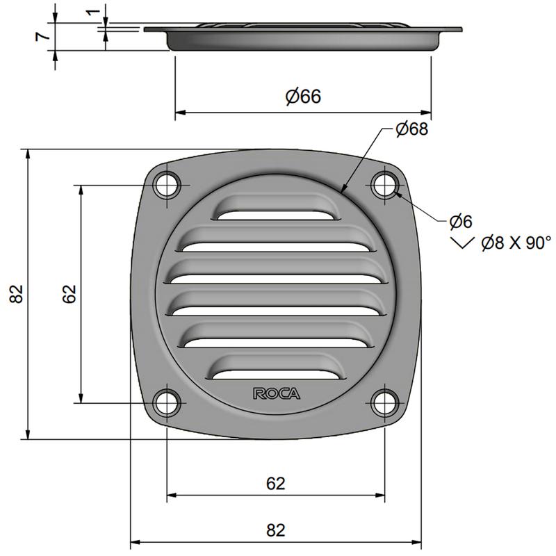 Ventilgaller 82x82 Rf304 Roca