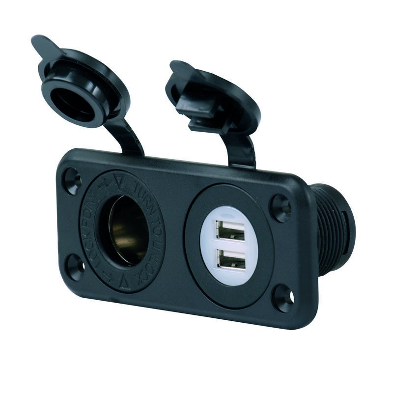 Eluttagdubbelt 12v/usb Marinco