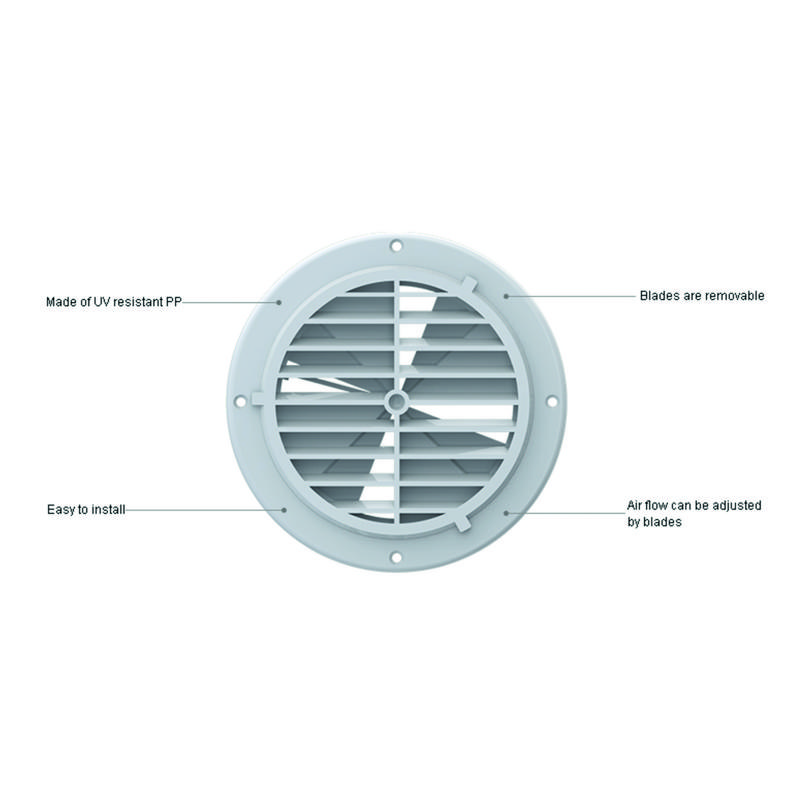 Ventil Vit Plast Rund 164mm